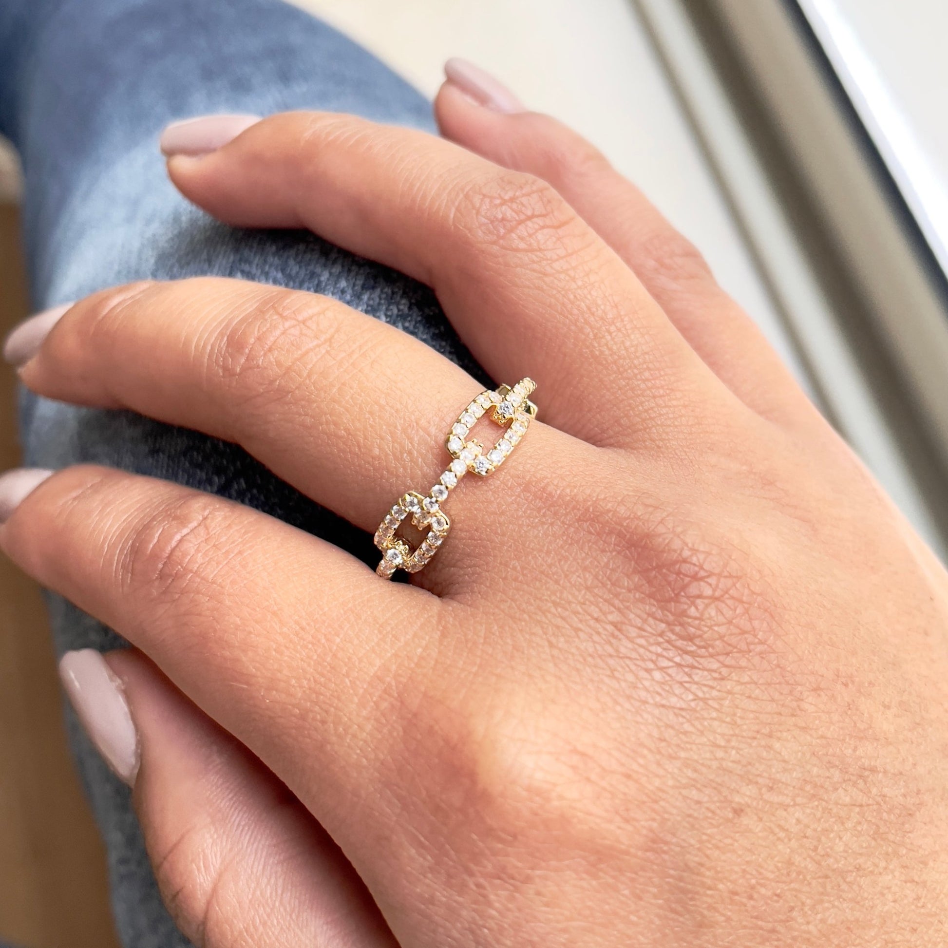 Anello con maglia e brillantini - BOXO Jewelry