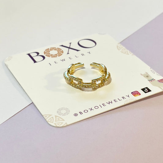 Anello con maglia e brillantini - BOXO Jewelry