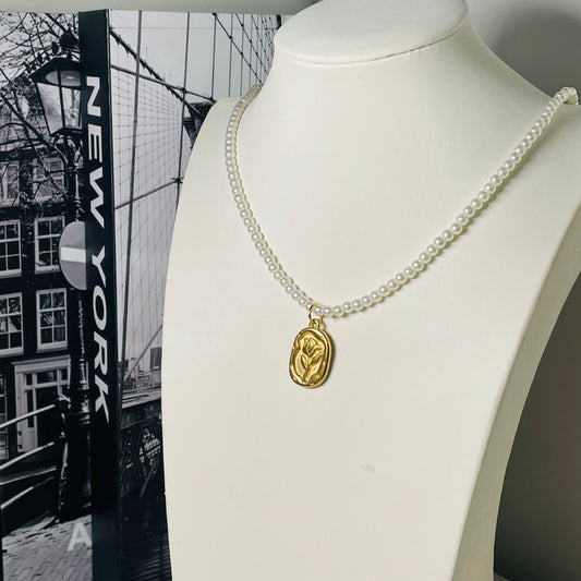 Collana perle e rosa - BOXO Jewelry