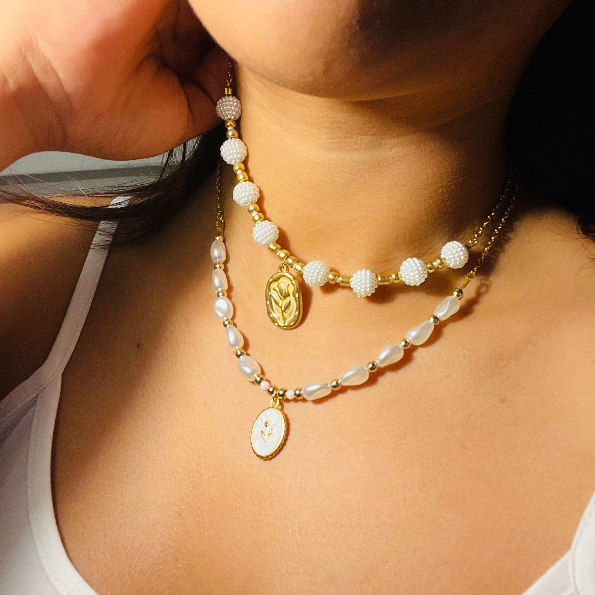 Collana Perline e rose - BOXO Jewelry