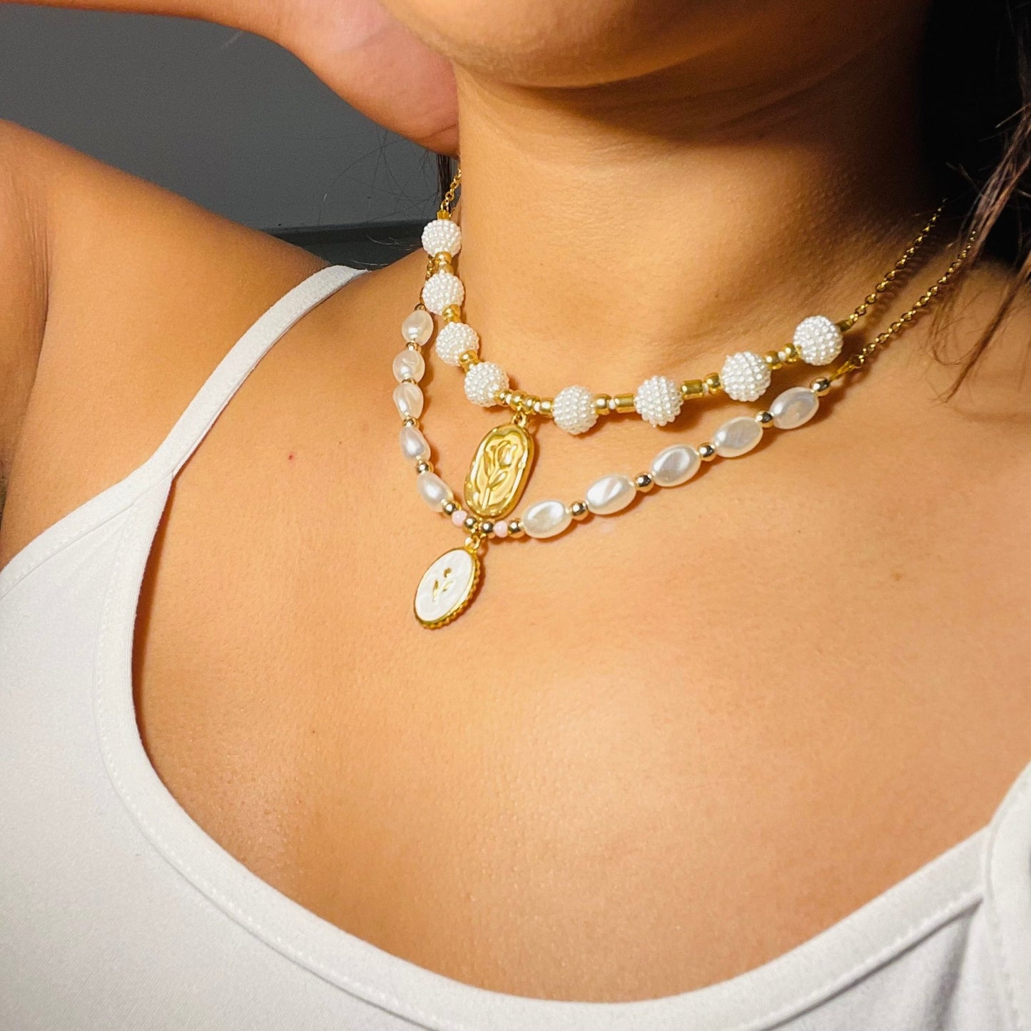 Collana Perline e rose - BOXO Jewelry